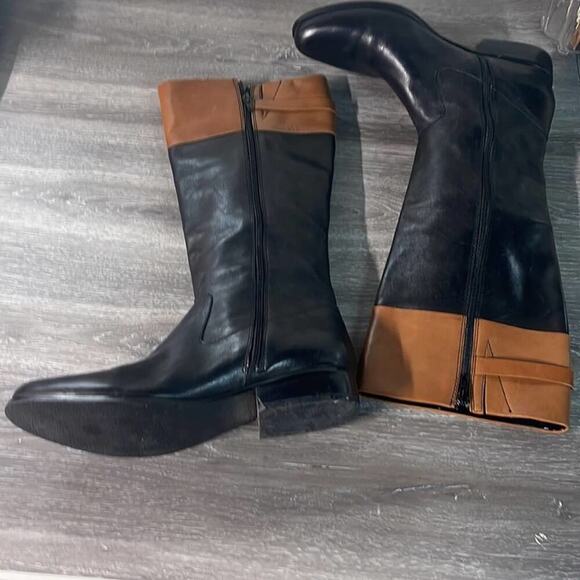 Ann Klein size 8 woman’s black/brown leather boots - Picture 8 of 12